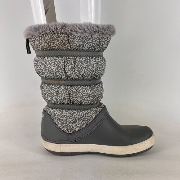 Crocs Crocband women's size 7 grey minimalist slip on faux fur winter boots - Picture 3 of 11
